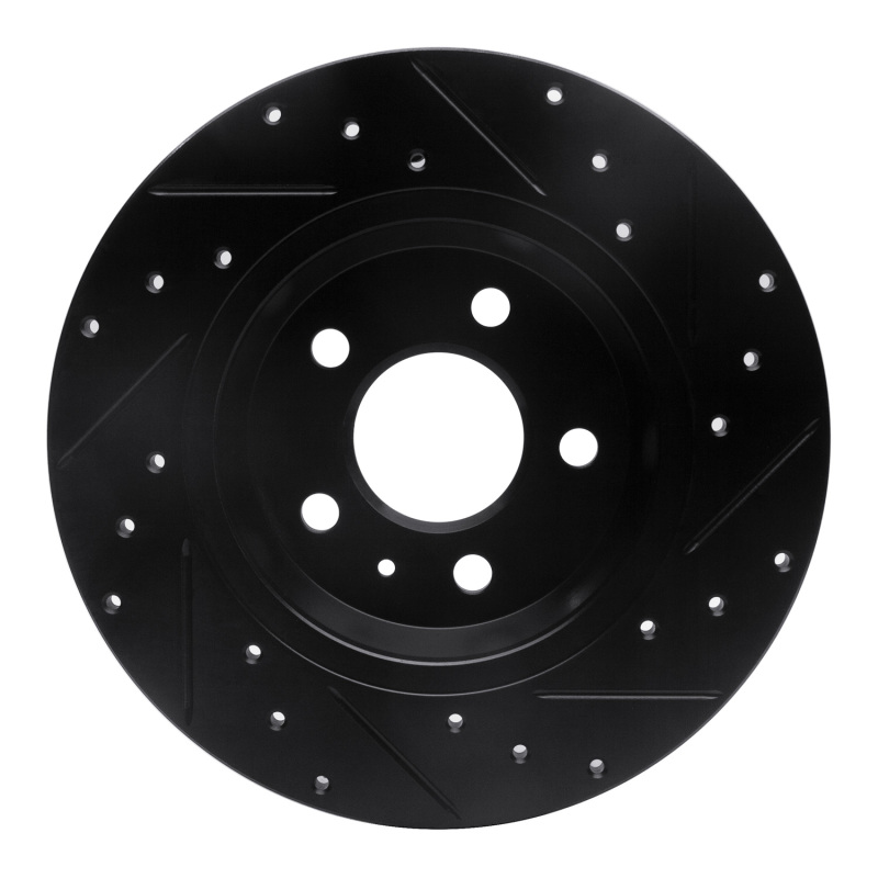 Audi A4 Brake Rotor (1) - Rear Left - R1 Concepts - Drilled & Slotted - Black - `08-`25